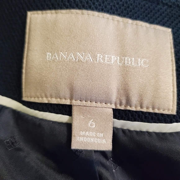 Banana Republic Navy With Gold Metallic Trim Blazer Zip Up Size 6, Business Cas. - Picture 9 of 15